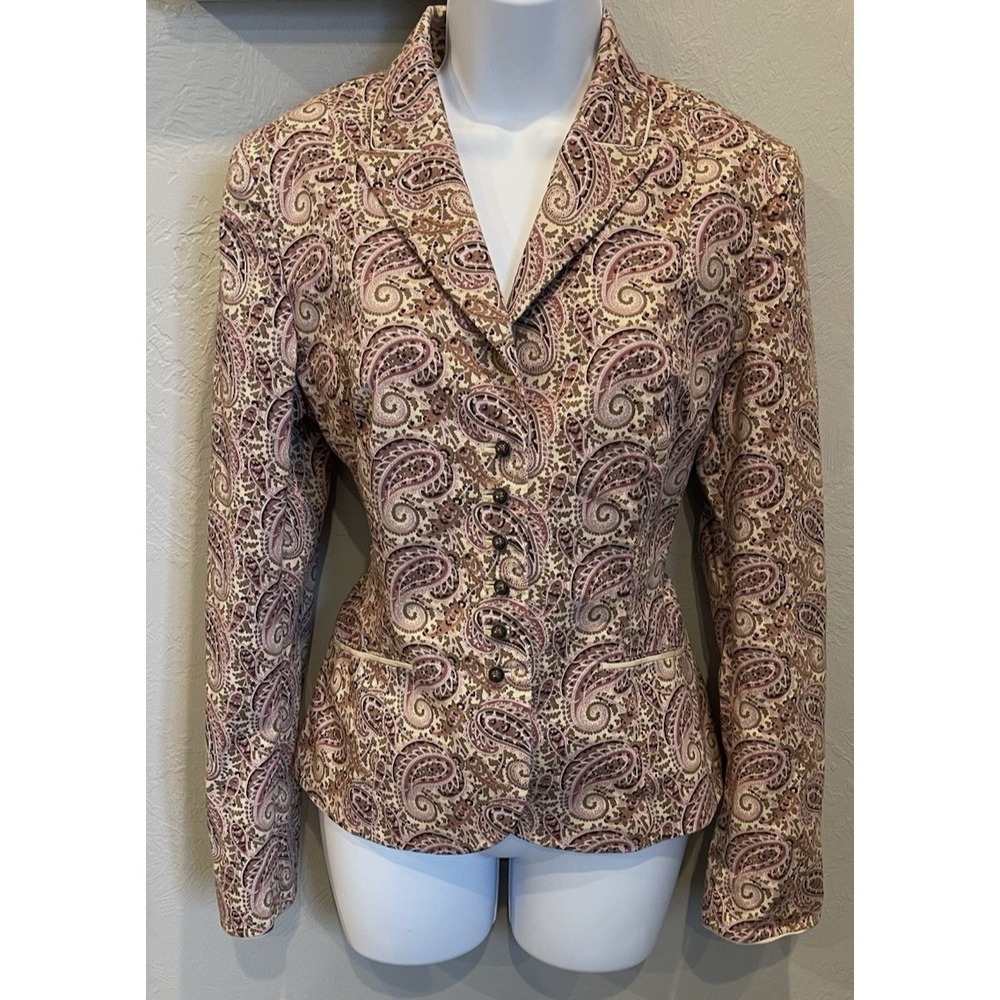 Gianni Bini Jacket Womens Size 12 Button Up Pink Multi Color Business Blazer